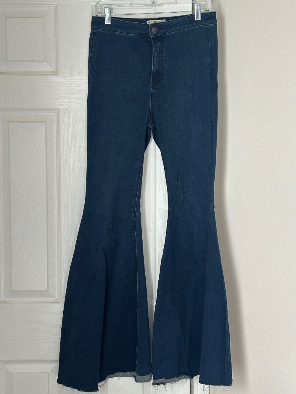 Free People We the Free Float on Flare Jeans Dark Rich Blue Size 29 Boho - Picture 2 of 10